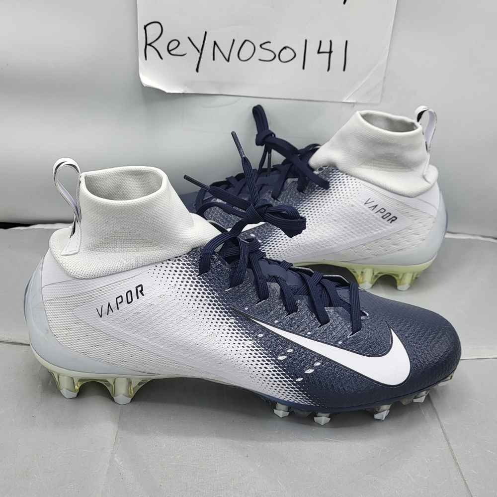 Nike Vapor Untouchable 3 White Navy Football Cleats AO3021-102 Men Size 11.5